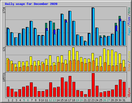 Daily usage for December 2020